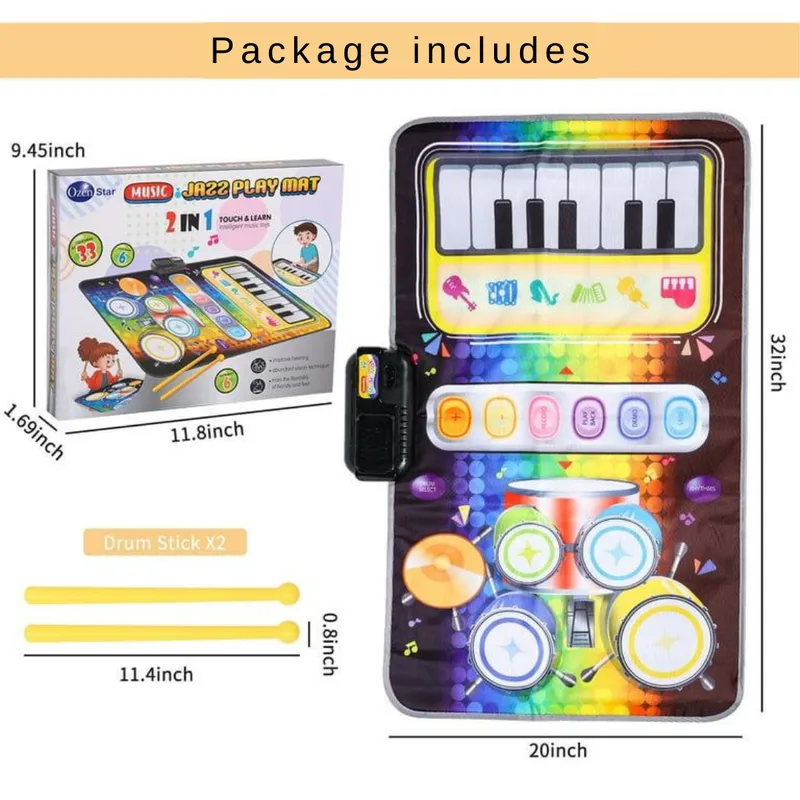 2 in 1 Electrical Music Drum and Piano Jam Playmat