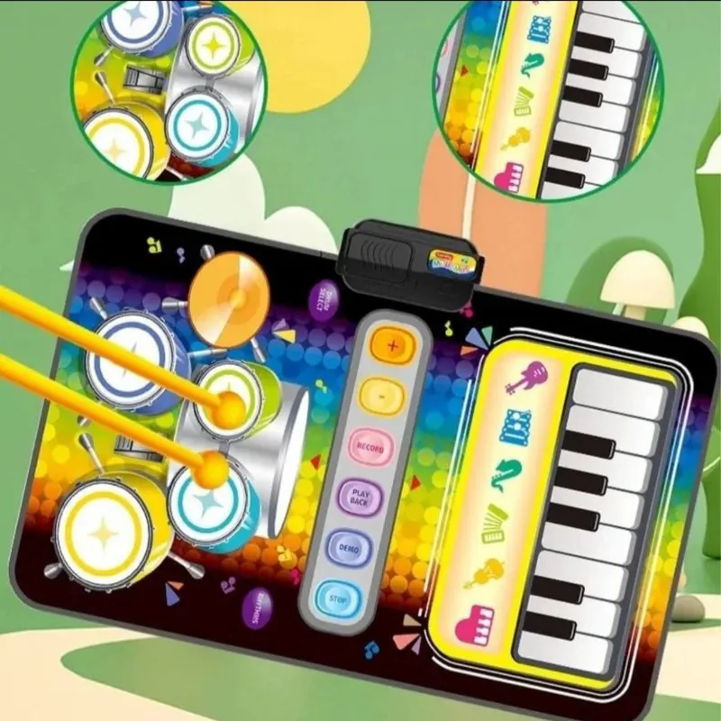 2 in 1 Electrical Music Drum and Piano Jam Playmat