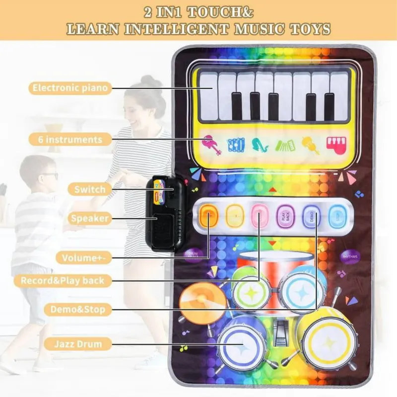 2 in 1 Electrical Music Drum and Piano Jam Playmat