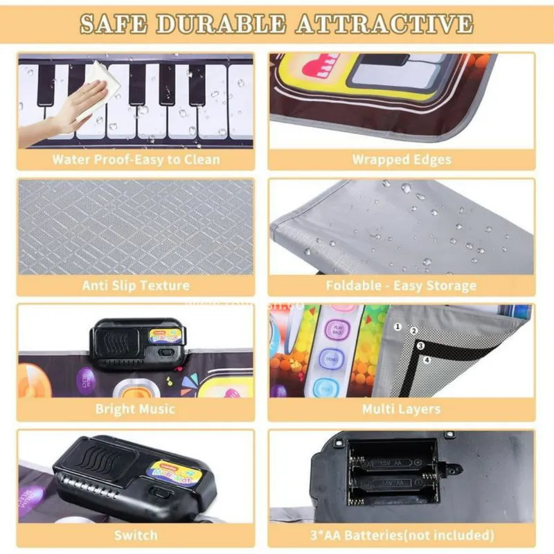 2 in 1 Electrical Music Drum and Piano Jam Playmat