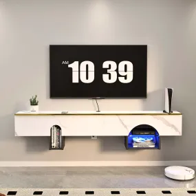 63" Cubix Floating TV Stand, Marble White