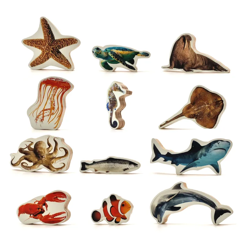 Aquatic Animals Wooden Toys for Kids- 12 pieces