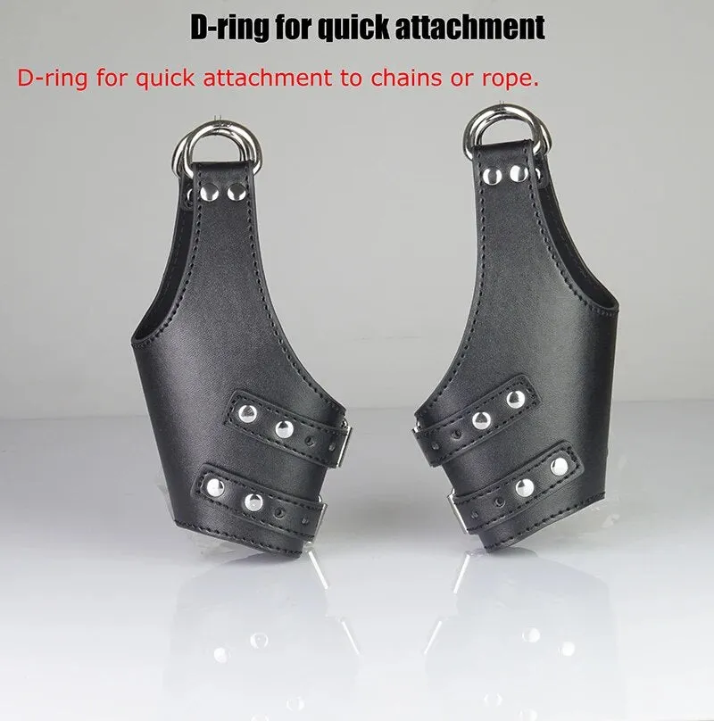 BDSM Suspension Wrist Cuffs, PU leather