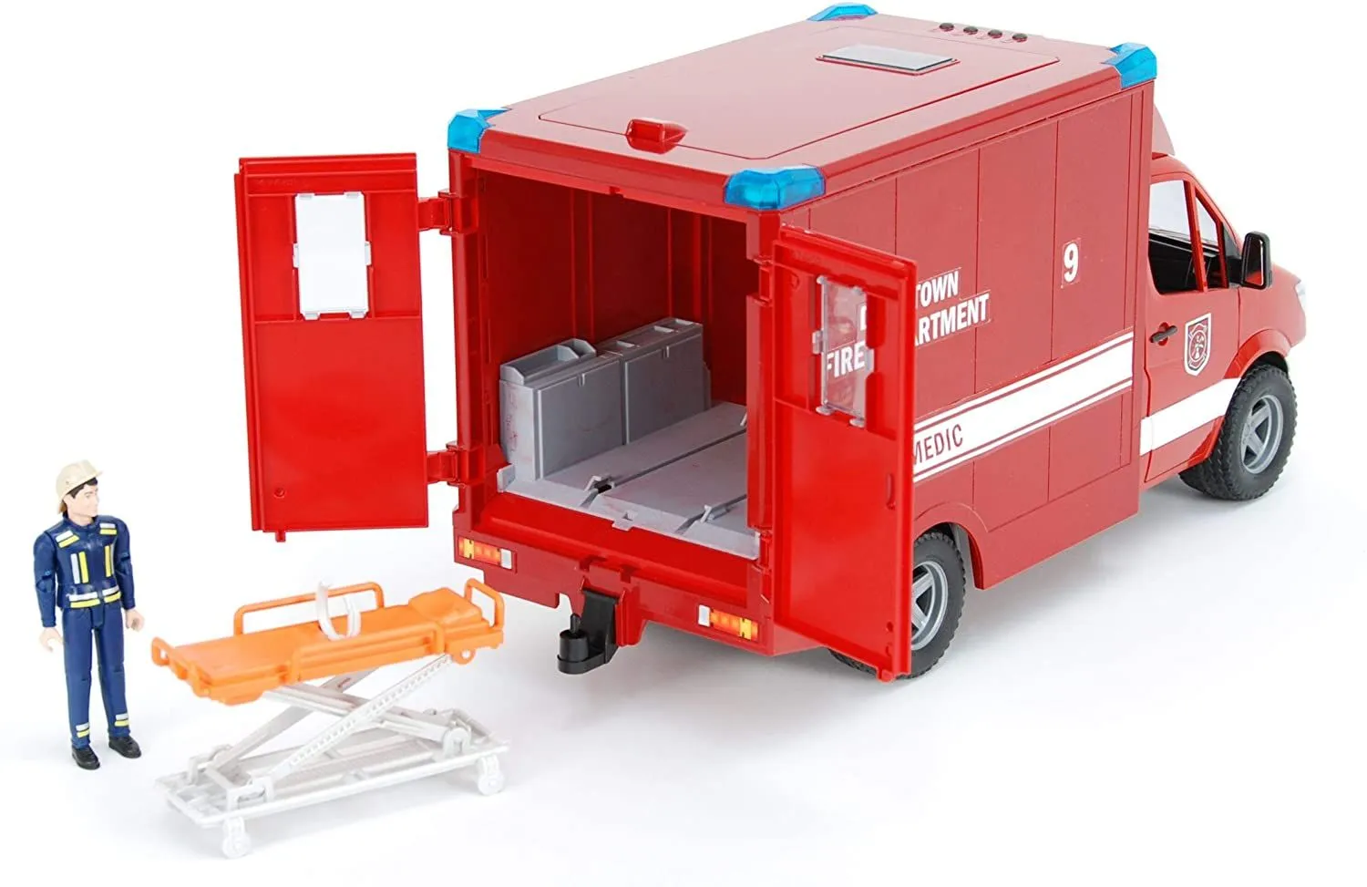 Bruder MB Sprinter Ambulance with Paramedic Fireman Figure, Integrated Light & Sound Module