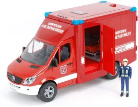 Bruder MB Sprinter Ambulance with Paramedic Fireman Figure, Integrated Light & Sound Module