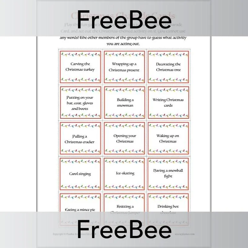 Christmas Charades Game Cards