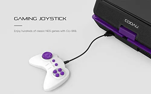 COOAU Portable DVD Player 11.5" with Game Joystick, Swivel HD Screen, Support Multi-Format, Region Free, Long Lasting Battery, Support AV-in/AV-Out/SD/USB, Purple