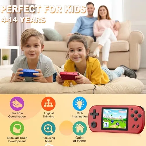 CULAGEiMi Handheld Game Console for Kids Adults Built-in 270 Retro Video Games, Portable Gaming System with Rechargeable Battery Gamepad, Mini Arcade Toys Supports 2 Players Birthday Xmas Gifts, Red