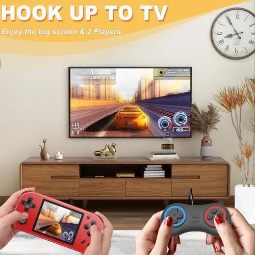 CULAGEiMi Handheld Game Console for Kids Adults Built-in 270 Retro Video Games, Portable Gaming System with Rechargeable Battery Gamepad, Mini Arcade Toys Supports 2 Players Birthday Xmas Gifts, Red