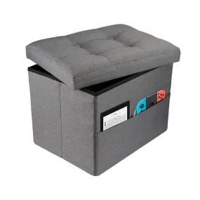 Hamgtrion Ottoman Storage Ottoman Foot Rest Footstool with Side Pocket Foldable Ottoman Folding Ottomans Footrest Rectangle Bench Cube for Room Living Room Bedroom Grey L17W13H13inches