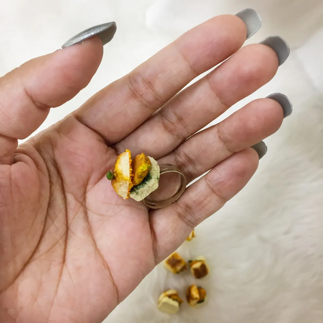 Mumbai Vadapav Miniature Quirky Finger Ring
