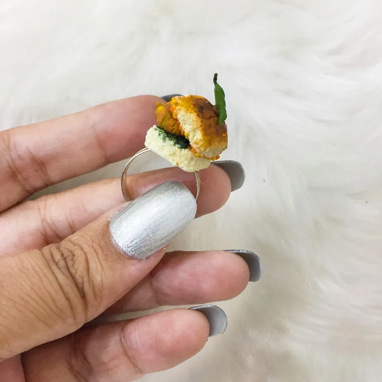Mumbai Vadapav Miniature Quirky Finger Ring
