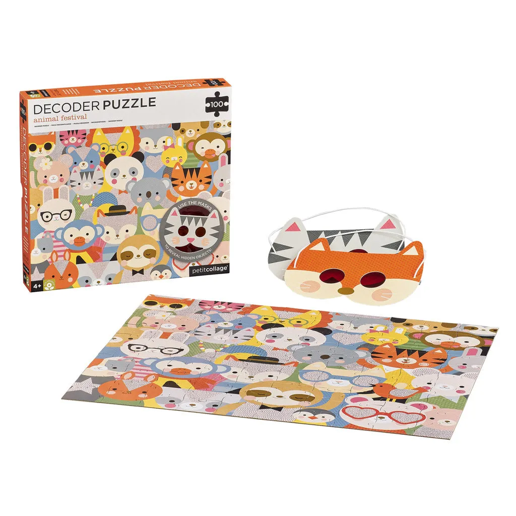 Petit Collage Decoder Puzzle 100pc Animal Festival