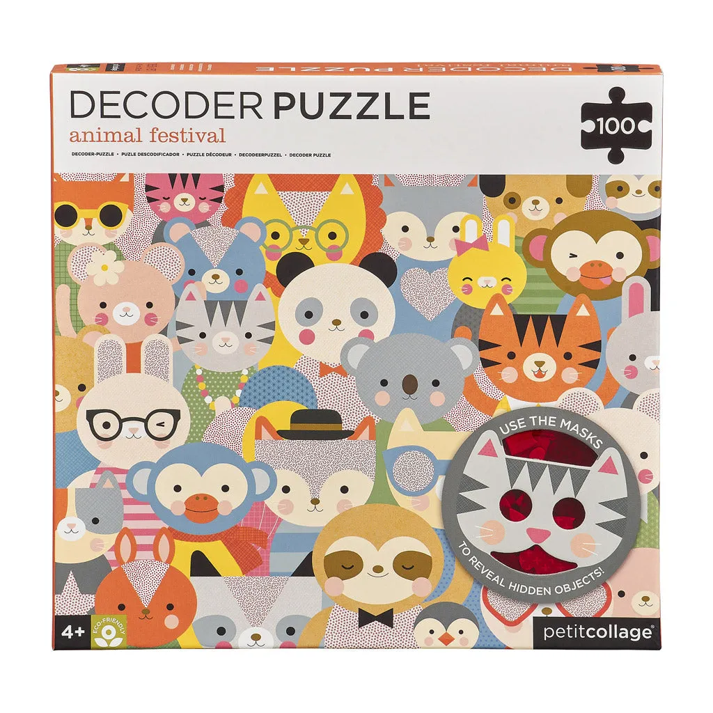 Petit Collage Decoder Puzzle 100pc Animal Festival