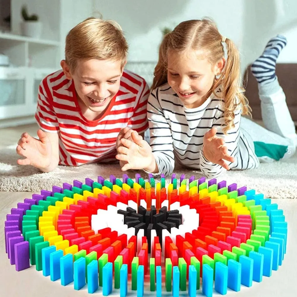 Return Gifts (Pack of 3,5,12) Dominoes Blocks Set 12 Colours Wooden Toy Building and Stacking Counting Adding Subtracting Multiplication Indoor Game (120 PCs)