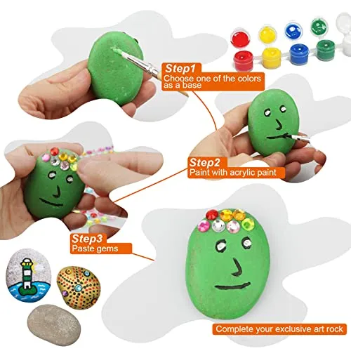 Stone painting set for children, colorful painting accessories set, creativity, arts and crafts
