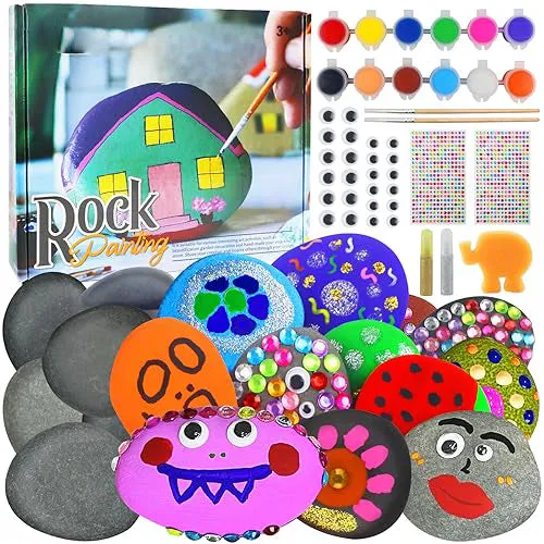 Stone painting set for children, colorful painting accessories set, creativity, arts and crafts