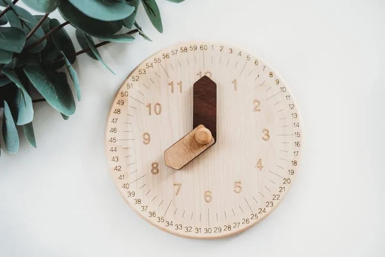 Wooden toy clock